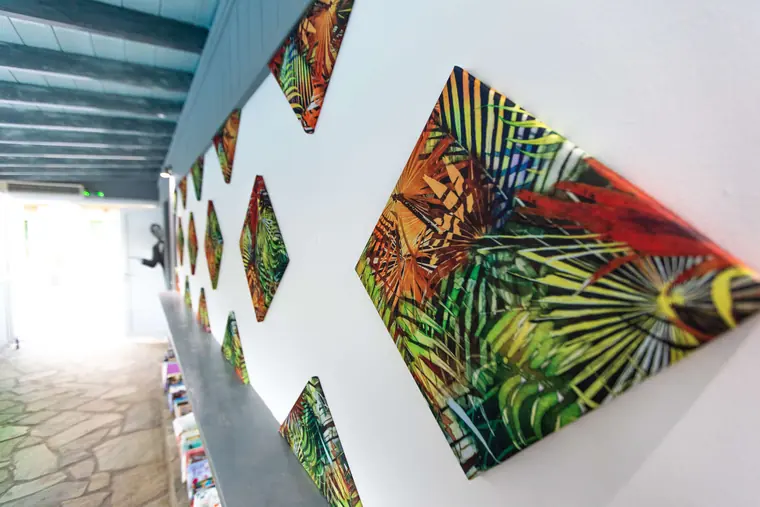 Tropical artwork on the bar wall